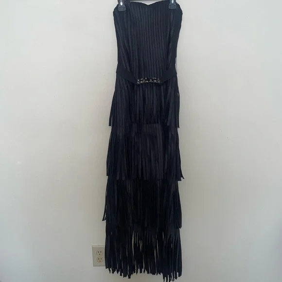 BCBGMaxAzria | Dresses | Bcbgmaxazria Black Corset Strapless Faux Leather  Maxi Dress Size | Poshmark